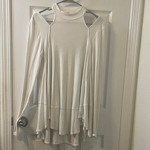 Free People White Ribbed Top